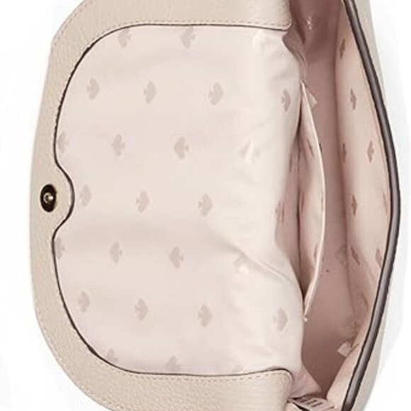 Kate Spade Leila Mini Flap Pebble Leather Crossbody Purse Retail $239 Warm Beige - Picture 4 of 5